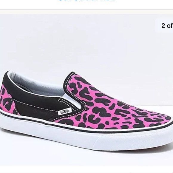 black and pink slip on vans
